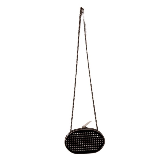 Zara inditex polyester clutch black evening studs bag - Picture 1 of 5